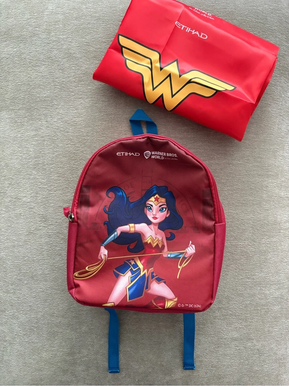 Etihad Airways x Warner Bros World Wonder Woman Kids Backpack & Cape Set